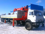Седельный тягач-вездеход КАМАЗ-43114 (6×6) с КМУ Kanglim KS 1256G-II и полуприцепом НЕФАЗ-9334